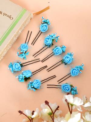 Blue flower juda pin hair accessories 1