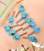 Blue flower juda pin hair accessories