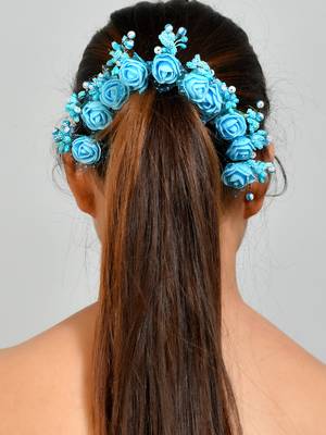 Blue flower juda pin hair accessories 2