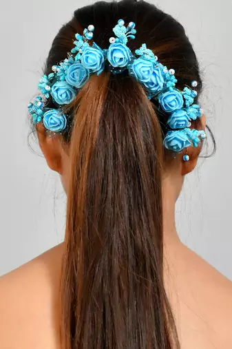 Blue flower juda pin hair accessories