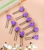 Purple flower juda pin hair accessory set