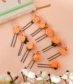 Orange flower u pin hair accessory set