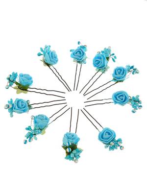 Blue flower juda pin hair accessories 3