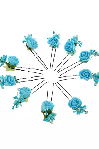 Blue flower juda pin hair accessories
