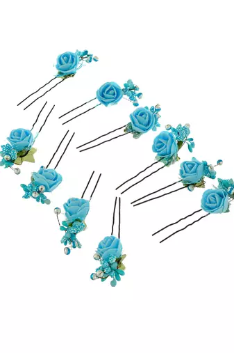 Blue flower juda pin hair accessories