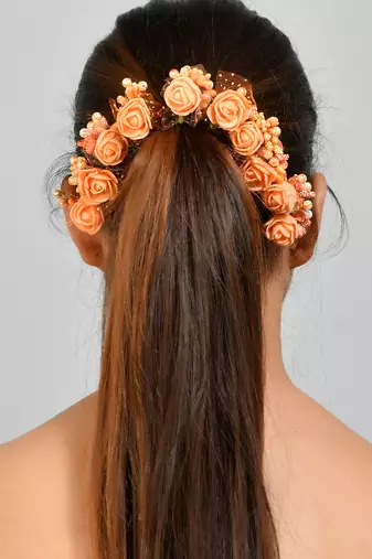 Orange flower u pin hair accessory set