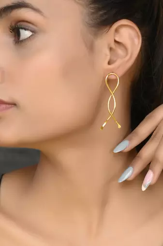 Gold plated handcrafted western drop earrings