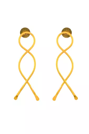 Gold plated handcrafted western drop earrings