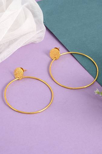 Gold plated circular western drop earrings