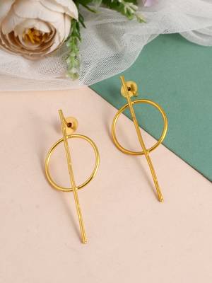 Gold plated circular western drop earrings 1