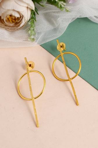 Gold plated circular western drop earrings