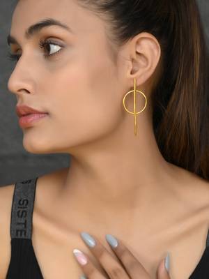 Gold plated circular western drop earrings 2