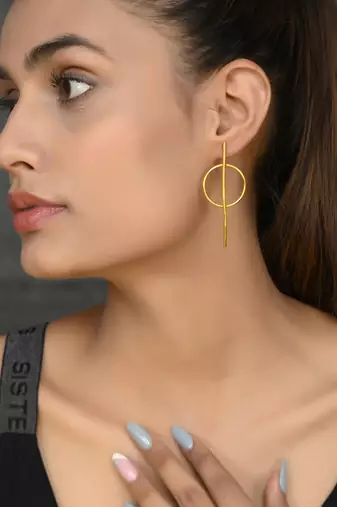 Gold plated circular western drop earrings