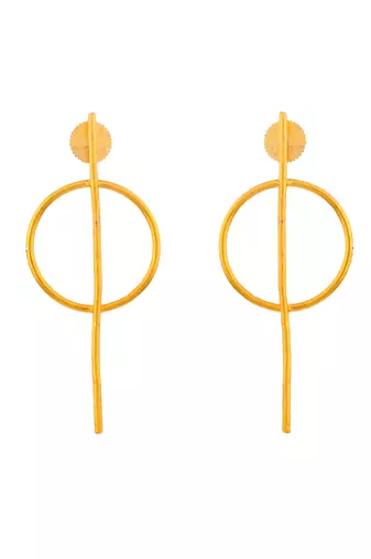Gold plated circular western drop earrings