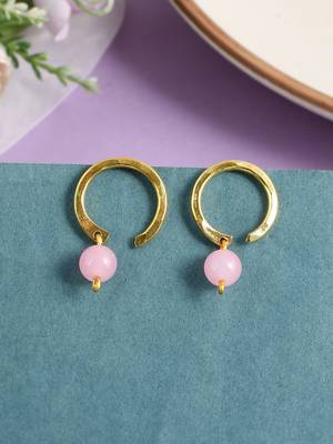 Gold plated quartz stud earrings 1