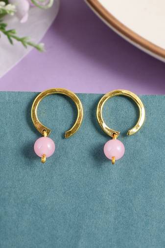 Gold plated quartz stud earrings