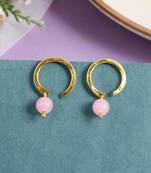 Gold plated quartz stud earrings