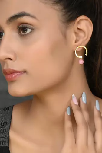 Gold plated quartz stud earrings