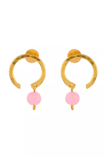 Gold plated quartz stud earrings