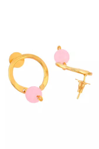 Gold plated quartz stud earrings