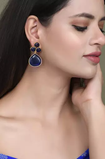 Gold plated floral drop earrings