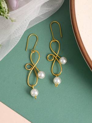Gold plated pearl drop earrings 1
