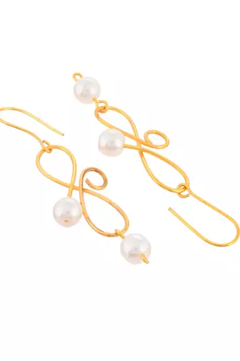 Gold plated pearl drop earrings