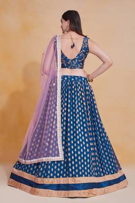 Enchanting Blue Banarasi Lehenga Wedding Party Wear Weaving With Embroidery Work Lehenga Choli For Women 3