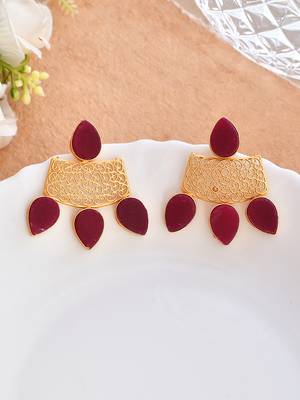 Ethnic red stone earrings for women 1