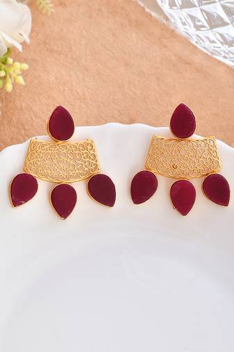 Ethnic red stone earrings for women