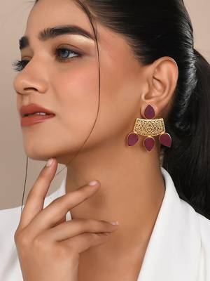 Ethnic red stone earrings for women 2