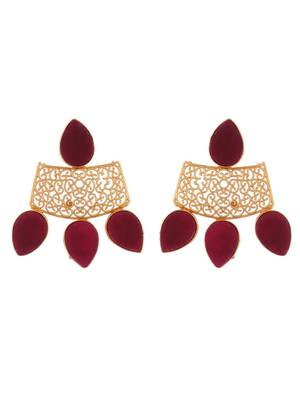 Ethnic red stone earrings for women 3