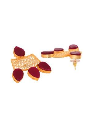 Ethnic red stone earrings for women 4