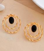 Black stone drop earrings