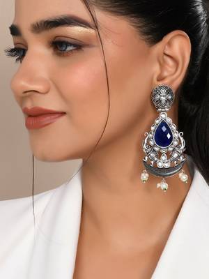 Blue stone drop earrings 1