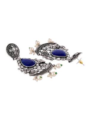Blue stone drop earrings 2