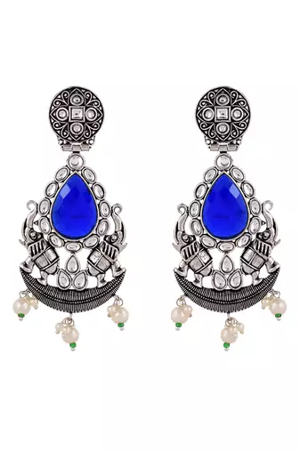 Blue stone drop earrings