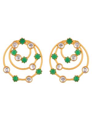 Gold plated pearl circular drop earring 2