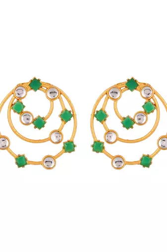 Gold plated pearl circular drop earring