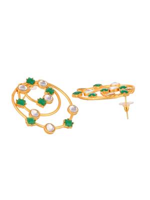 Gold plated pearl circular drop earring 3