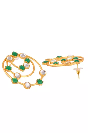 Gold plated pearl circular drop earring