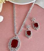 Long faux ruby diamond bridal jewellery set