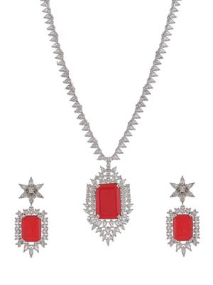 Long faux ruby diamond bridal jewellery set 3