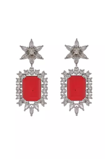 Long faux ruby diamond bridal jewellery set