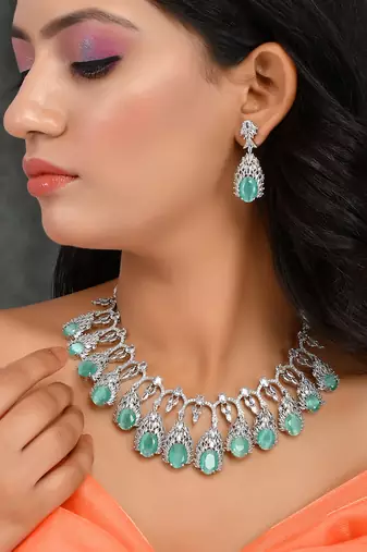 Heavy american diamond jewellery set