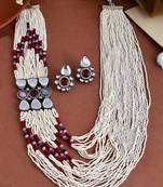 Kundan heavy long layered brooch jewellery set