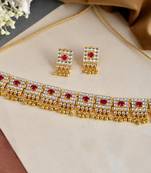 Gold plated kundan choker jewellery set