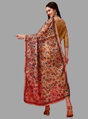 Floral Yoke Design Straight Kurta with Trousers & With Dupatta Set 7