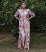 Multi color printed long shirt dress with pants