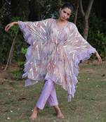 Multi color digital print short flared kaftan with pants